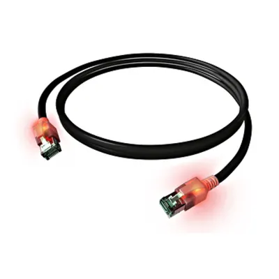 Patchcablu Cat6a cu LED ecranat RJ45 negru 10GB 2m