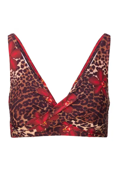 Sutien de baie cu sustinere metalica si model animal print - Multicolor