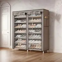 Dulap pantofi cu 7 rafturi, 35 perechi, cadru otel, invelis textil