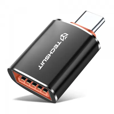 Adaptor OTG USB-C - USB-A Techsuit A2 HyperPort, Negru Portocaliu