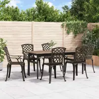 vidaXL Scaune de grădină, 6 buc., bronz, aluminiu turnat