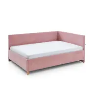 Pat pentru copii roz pe colț tapițat cu spațiu de depozitare cu somieră 120x200 cm Cool – Meise Möbel