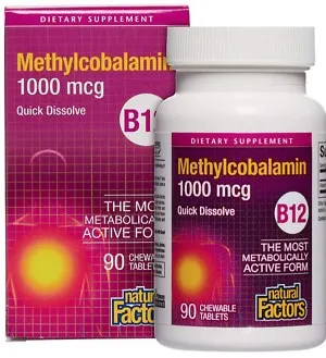 B12 Methylcobalamin, 1000 mcg, 90 tablete, Natural Factors