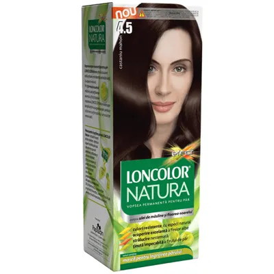 Vopsea de par permanenta Natura Nr. 4.5, 115ml, Loncolor
