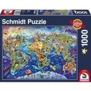 Puzzle 1000 piese, Descopera lumea, Schmidt