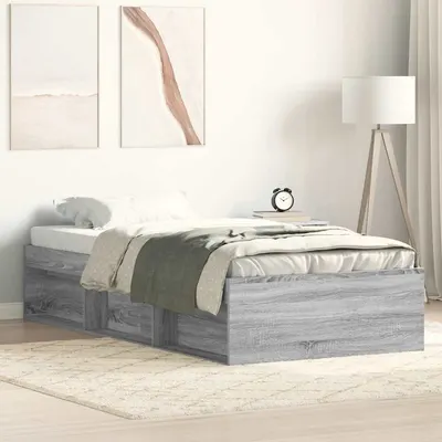 vidaXL Cadru pat, sonoma gri, 90 x 200 cm