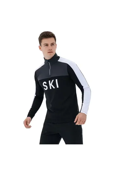 Bluza barbati Ski Core Stretch cu fermoar - Negru