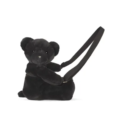 Ursulet din plus - geanta crossbody adorabila, 30 cm, Negru