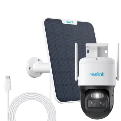Camera supraveghere rotativa GSM 4G PTZ cu panou solar Reolink TrackMix LTE G770+SOLAR, 8 MP, 2.8 - 8 mm, lumina alba / IR 30 m, dual band, microfon si difuzor, acumulator 5100 mAh, slot card, zoom hibrid 6x, auto tracking