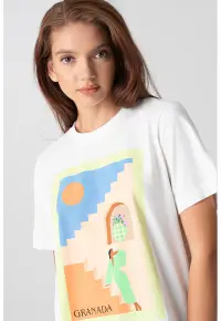 Tricou din bumbac organic - Alb/Verde lime
