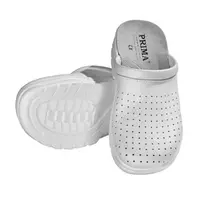 Saboti albi piele, perforati, talpa antiderapanta, marime 35