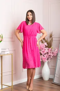 Rochie eleganta ciclam Seraphine cu strasuri argintii