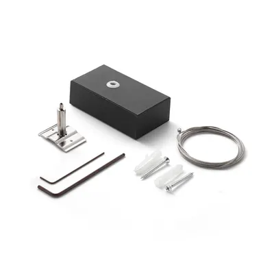 Accesoriu corp de iluminat Fluo kit single steel cable 5 mt + ceiling cup Negru