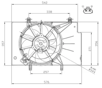 Ventilator radiator (cu carcasa) potrivit FORD B-MAX, ECOSPORT, FIESTA VI 1.0 08.12