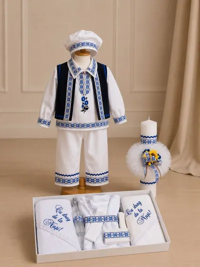 Set Traditional Botez - Costumas Trusou Lumanare Bogdan