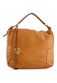 Geanta crossbody din piele naturala - maro - 39x33x15cm - cu 3 buzunare interioare - curea detasabila max 125cm