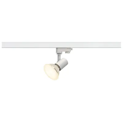 Iluminat decorativ pe sina, SPOT TRACK Senile E27, pata alba pentru 240V track 3 faze, PAR 20, rotund, alb, max. 75W, inclusiv. adaptor 3 faze