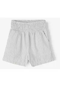 Pantaloni scurti cu model in dungi si talie elastica -