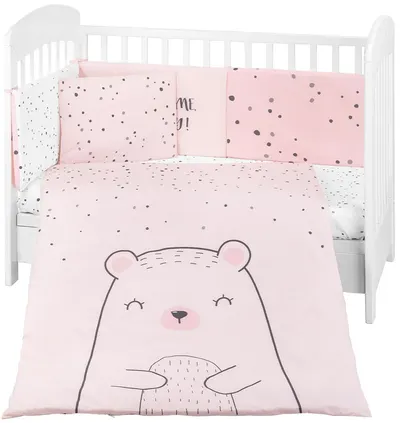 Set de dormit pentru bebelusi din 6 piese KikkaBoo - Bear with me, roz, 70 x 140 cm