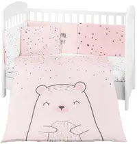 Set de dormit pentru bebelusi din 6 piese KikkaBoo - Bear with me, roz, 70 x 140 cm