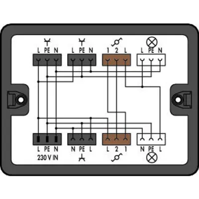 Distribution box; Two-way circuit; 1 input; 7 outputs; Cod. A, S; MIDI; black