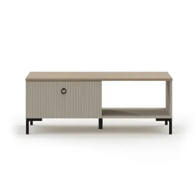 Masuta de cafea DOMINICA, 1 sertar, taupe + stejar silverjack, 110x61x42 cm