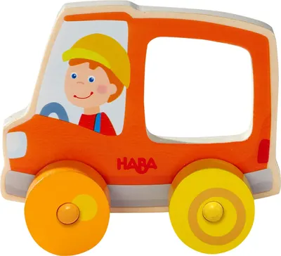 Jucărie de împingere din lemn Haba - Camion de gunoi