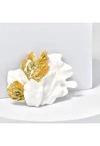Brosa din lut polimeric si rasina epoxidica - model floral - culoare multicolor - lucrata manual