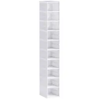 HOMCOM Pantofar Pliabil Slim, Modular, cu 10 Cutii pentru Pantofi, Economisire Spațiu, Fără Montaj, Alb | Aosom Romania