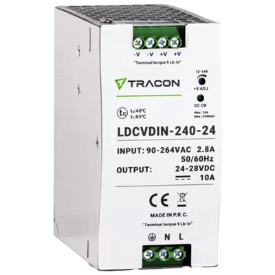 Alimentator cu montaj pe sina DIN, cu iesire de CC reglabila 90-264VAC,2,8A/DC24V,10A/240W