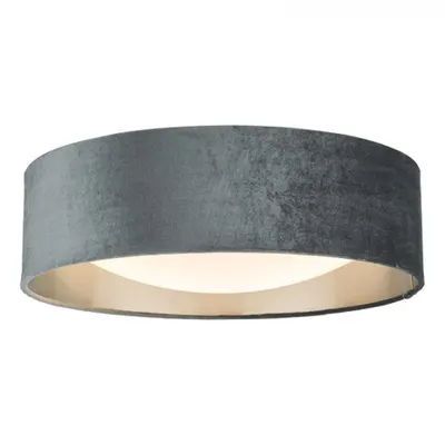 Lampa tavan Nysa 2 Light Flush Velvet Dark Grey Shade 40cm