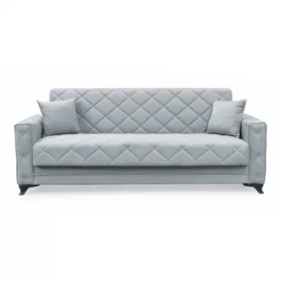 Canapea extensibila HEGEL, 3 locuri, cu arcuri si lada pentru depozitare, gri deschis, 228x85x85 cm