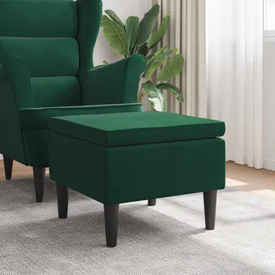 vidaXL Scaun cu picioare din lemn, verde închis, catifea