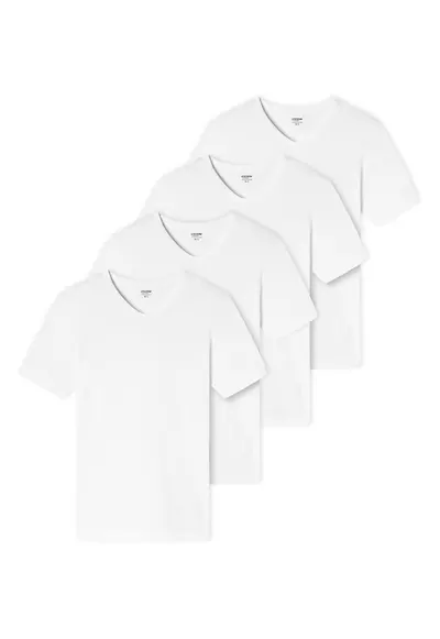 Set de tricouri cu decolteu in V - 4 piese - Alb