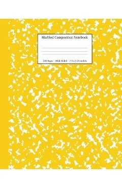 Marbled Composition Notebook: Yellow Marble Wide Ruled Paper Subject Book
