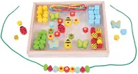 Set creativ Bigjigs - Gradina, cu margele de insirat
