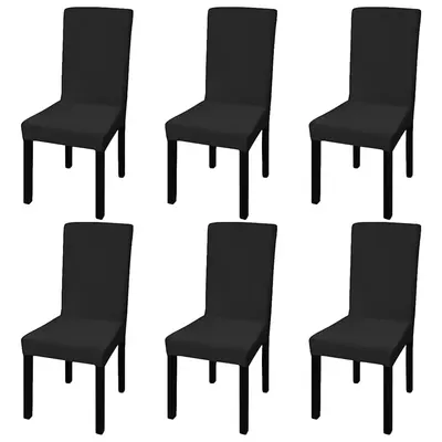 vidaXL Huse de scaun elastice drepte, 6 buc., negru
