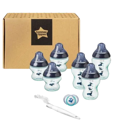 Kit biberoane nou nascut, ONL Unisex Tommee Tippee, 0luni+, Balenute, Albastru