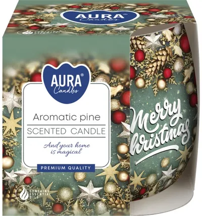 lumânare parfumată într-o cană Bispol Aura - Aromatic Pine, 100 g