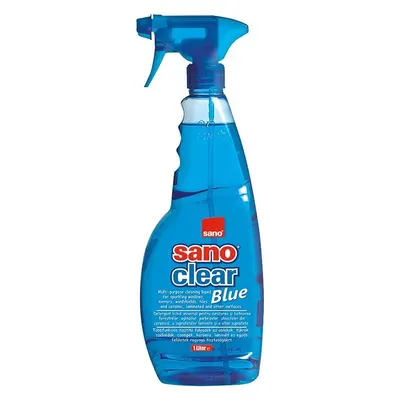 Solutie pentru Curatat Geamuri cu Pulverizator Sano Clear Blue, 1 l