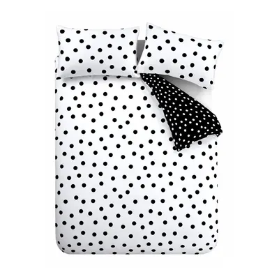 Lenjerie de pat alb-negru pentru pat dublu cu 3 piese 200x200 cm Polka Dot – Catherine Lansfield