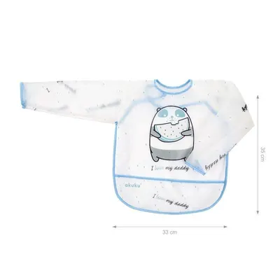 Baveta impermeabila cu maneci Akuku Bursuc Albastru 33x35 cm,inchidere cu velcro, material EVA, buzunar larg pentru captarea resturilor