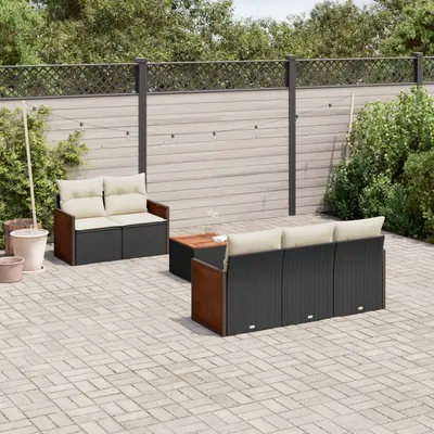 Gossi set mobilier de gradina cu perne, 6 piese, negru, poliratan