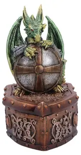 Cutie de depozitare Nemesis Now Fantasy: Dragons - Hoard Protector (Green), 13.4 cm