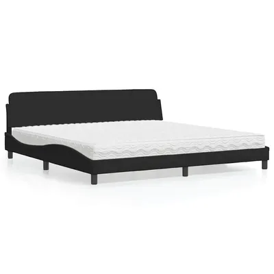 vidaXL Pat cu saltea, Dover, negru, 200x200 cm, catifea
