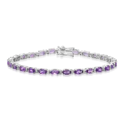 Bratara tennis din aur alb cu ametiste ovale de 5.31ct si diamante de 0.25ct