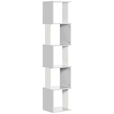 HOMCOM Bibliotecă raft Design Modern cu 5 Nivele - Depozitare Practică pentru Casă sau Birou, alb și gri | Aosom Romania