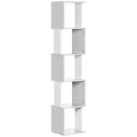 HOMCOM Bibliotecă raft Design Modern cu 5 Nivele - Depozitare Practică pentru Casă sau Birou, alb și gri | Aosom Romania