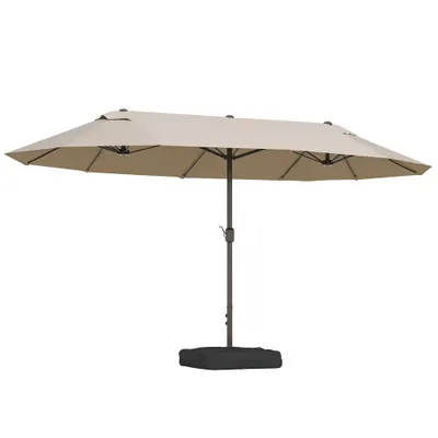 Outsunny Umbrele de Gradina Dubla 460x270cm cu Manivela si Baza Transversala | Aosom Romania