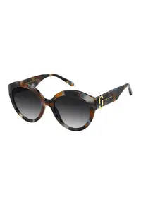Ochelari de soare cat-eye cu imprimeu logo - Negru/Maro Siena/Albastru stins